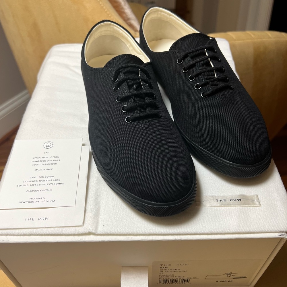 NWT The Row Sam Sneakers in Black Canvas, Size 37